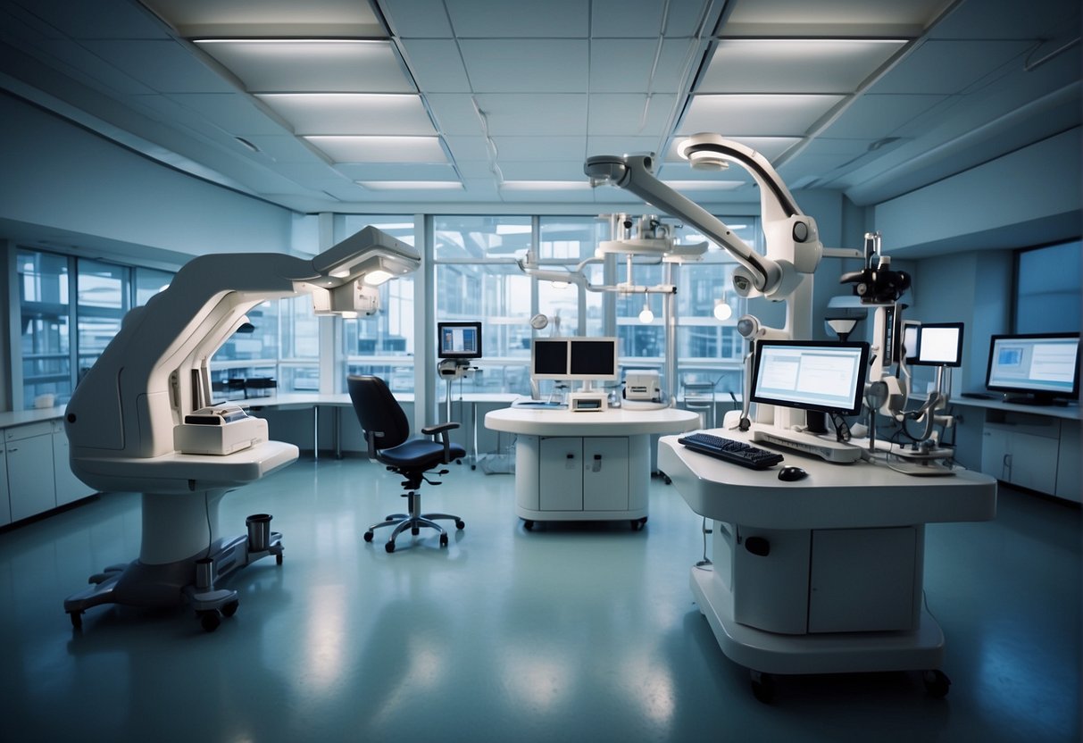 A modern research lab with advanced surgical equipment and technology